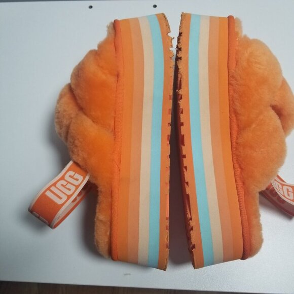 UGG Diso Knot Shearling Women's Orange Platform Sandles Sz 7 - Picture 3 of 7